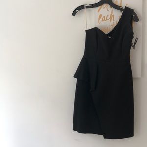 Halston Heritage One Shoulder Black Cocktail Dress
